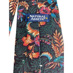 Men's natural assets tropical vintage  neck tie 100% Cotton green orange Short